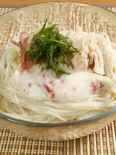 鶏ささみと梅干しのさっぱりそうめん-レシピのメイン写真