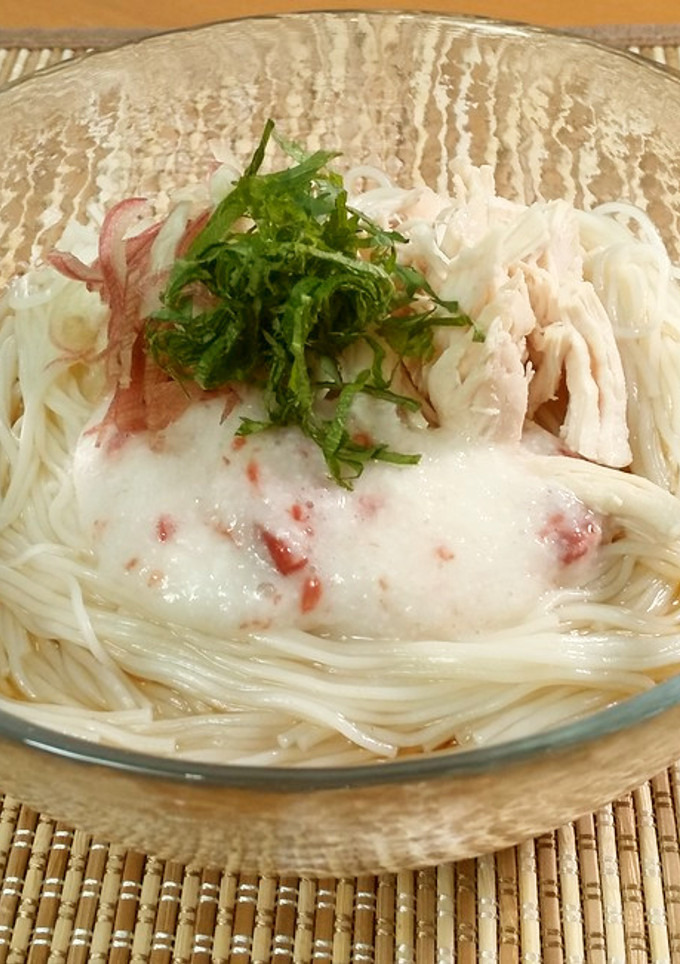 鶏ささみと梅干しのさっぱりそうめん-レシピのメイン写真