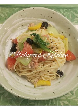 簡単!野菜たっぷりカラフル冷製パスタ-レシピのメイン写真