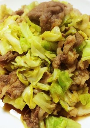 簡単おかず:キャベツと牛バラのソース炒め-レシピのメイン写真