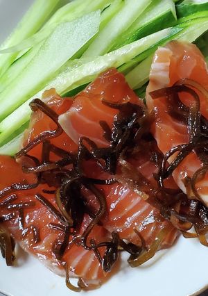 サーモンでなんちゃって昆布じめ-レシピのメイン写真