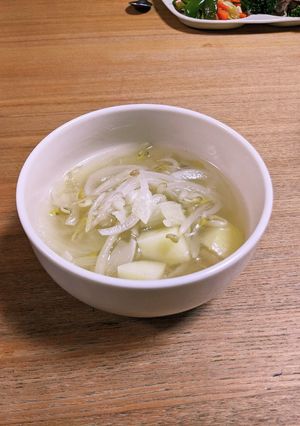 豚しゃぶの茹で汁でスープ-レシピのメイン写真