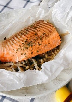 【純米料理酒】鮭ときのこのレンジ蒸し-レシピのメイン写真
