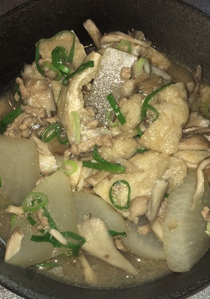 大根と舞茸と挽き肉のネギ味噌煮-レシピのメイン写真