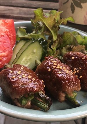 簡単！甘辛だれ♪豚ひき肉のインゲン巻き-レシピのメイン写真