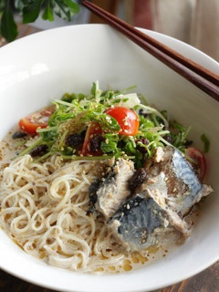 レーズンとサバ缶のマヨポンそうめん-レシピのメイン写真