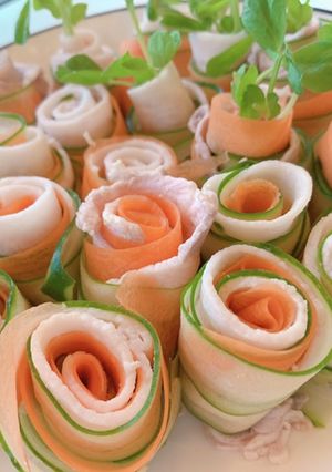 一口サイズ、豚しゃぶまきまき野菜-レシピのメイン写真