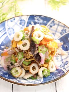 簡単!かた焼きそば☆塩オクラあん-レシピのメイン写真