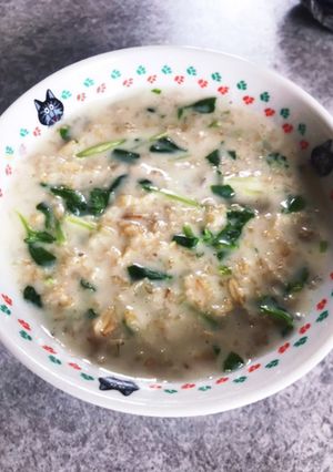 豆苗とオートミールでミルクリゾット-レシピのメイン写真