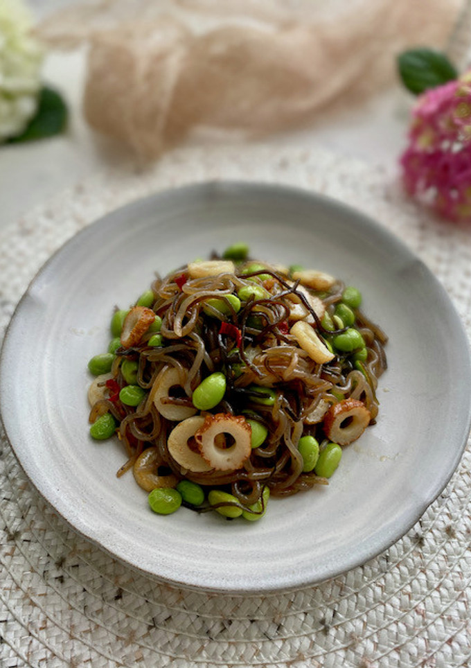 あと一品！枝豆と糸こんにゃくの塩昆布炒め-レシピのメイン写真