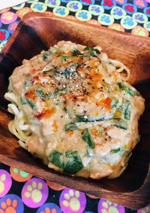 鶏ひき肉とニラで●ローロー汁なし担々太麺-レシピのメイン写真
