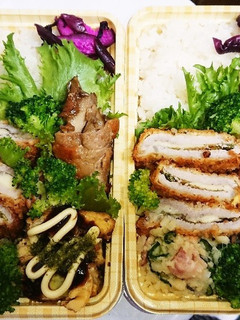 【夫婦弁当69】梅チーズカツと舞茸肉巻き-レシピのメイン写真