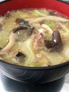 サバ缶キャベツ平茸味噌汁-レシピのメイン写真