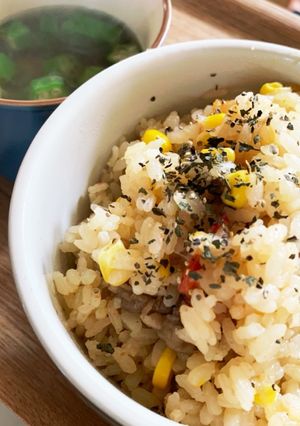 トマトとコーンの炊き込みごはん☆牛肉入☆-レシピのメイン写真