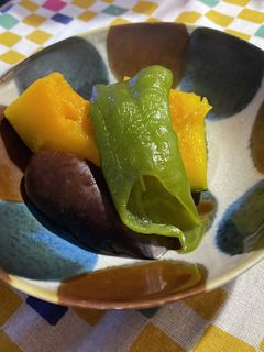 夏にあっさり!簡単かぼちゃとナスの煮物-レシピのメイン写真