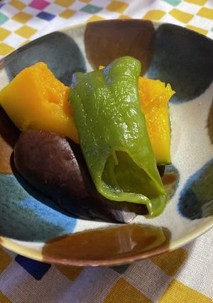 夏にあっさり！簡単かぼちゃとナスの煮物-レシピのメイン写真