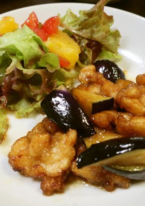 鶏モモと茄子揚げの黒酢あん-レシピのメイン写真