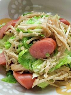 キャベツとエノキとウインナーの炒めもの-レシピのメイン写真