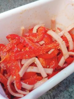 レンジで☆パプリカとハムのごま酢和え-レシピのメイン写真
