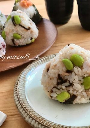 超簡単！ツナと枝豆と塩昆布のおにぎり-レシピのメイン写真