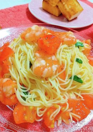 簡単☆海老とトマトの冷製パスタ-レシピのメイン写真