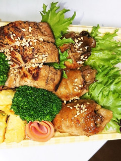【夫婦弁当71】舞茸肉巻きと鳥胸の照焼-レシピのメイン写真