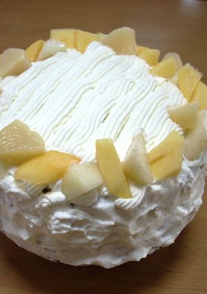 ラム酒香る 洋梨ケーキ ココアスポンジ　-レシピのメイン写真