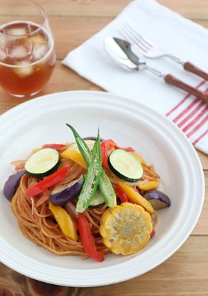 おうちカフェ♪夏野菜たっぷりナポリタン-レシピのメイン写真