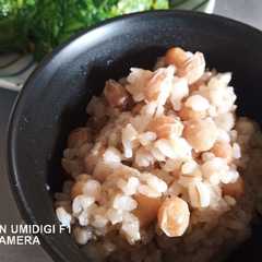 รูปของ 大豆と玄米ごはん 圧力鍋