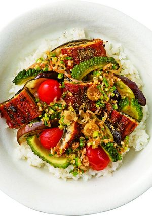 うなぎと夏野菜のどんぶり　薬味だれ　-レシピのメイン写真