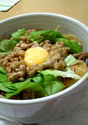 スプーンで混ぜ混ぜ！豚キムチ納豆丼♪-レシピのメイン写真
