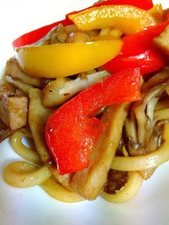 パプリカと舞茸のカレー焼うどん-レシピのメイン写真