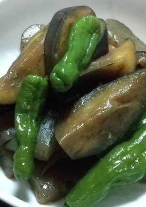 なすとしし唐とこんにゃくのからし煮-レシピのメイン写真