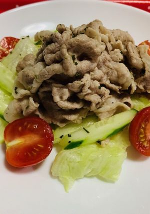 豚肉の茶しゃぶ　お茶ドレッシングサラダ-レシピのメイン写真