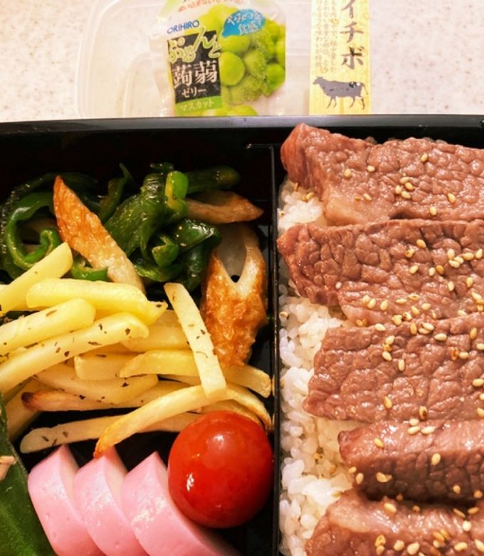 イチボステーキ　高校生男子弁当-レシピのメイン写真