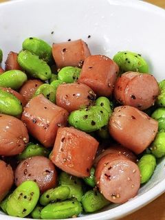 おつまみに枝豆とウインナーのバター炒め♪-レシピのメイン写真