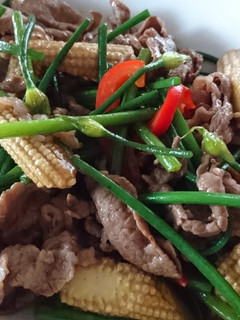 ニンニクの芽と牛肉のオイスターソース炒め-レシピのメイン写真