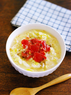 レンジで簡単♪花椒香るトマトと卵のお粥-レシピのメイン写真