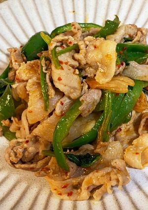 ご飯が止まらない！緑野菜の豚バラキムチ-レシピのメイン写真