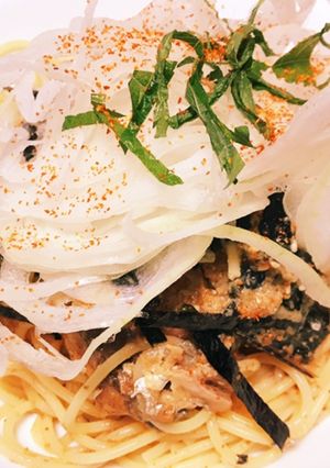 包丁いらず♡さば味噌煮缶で冷製パスタ-レシピのメイン写真