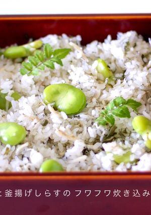 そら豆と釜揚げしらすのフワフワ炊き込ご飯-レシピのメイン写真