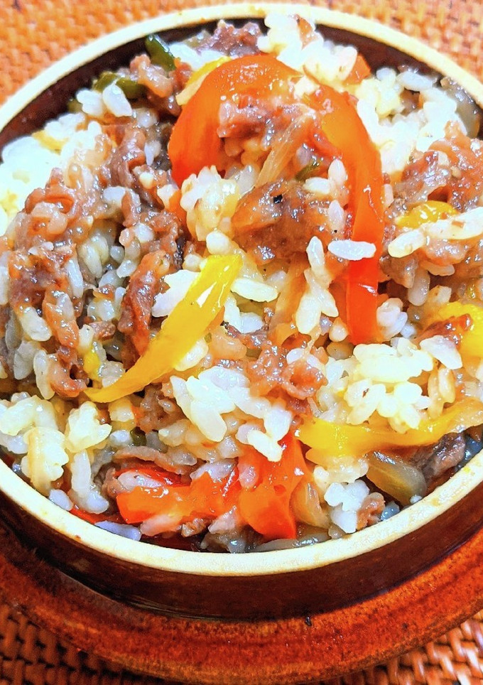 牛肉とピーマンのオイスターソース炒め釜飯-レシピのメイン写真