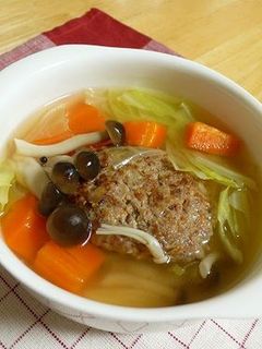 野菜と一緒に!スープハンバーグ-レシピのメイン写真