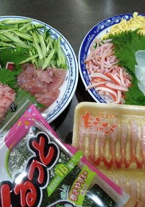 冷やし中華の具が残ったら…手巻き寿司！-レシピのメイン写真