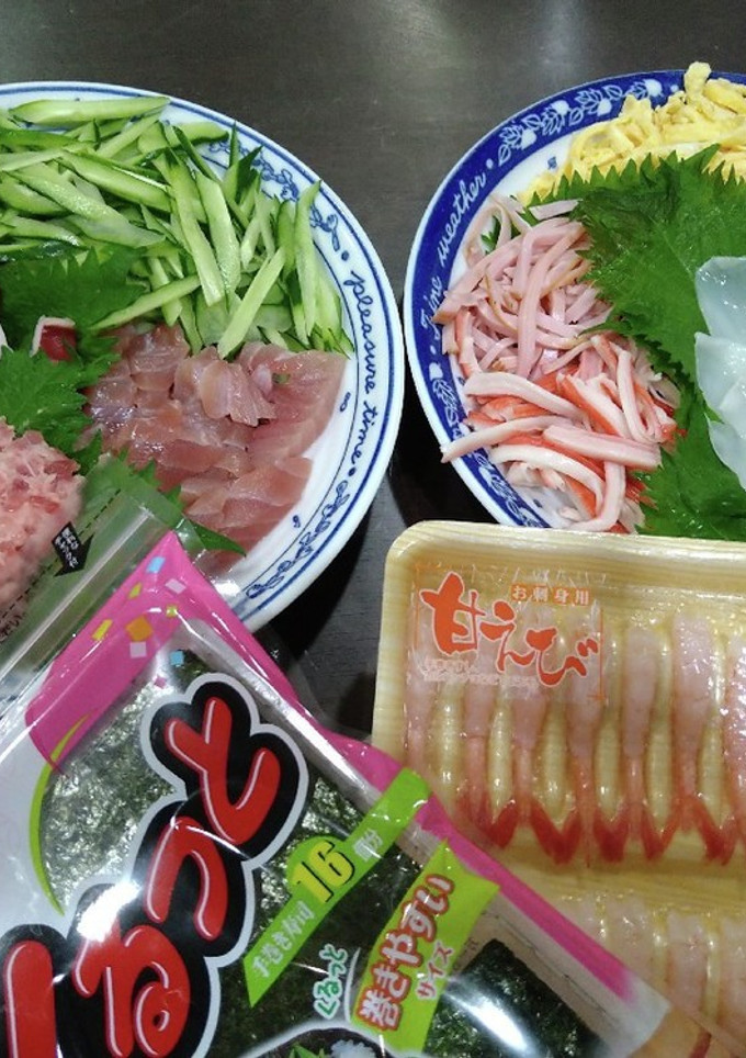 冷やし中華の具が残ったら…手巻き寿司！-レシピのメイン写真