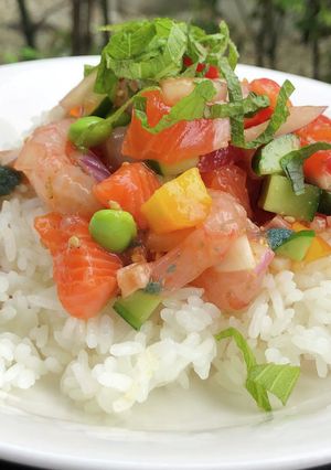 越の宝石と甘えびのポキ丼【JA福井県】-レシピのメイン写真