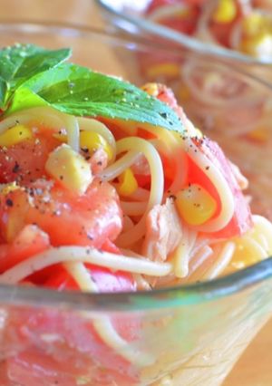 ランチ♡トマトとトウモロコシの冷製パスタ-レシピのメイン写真
