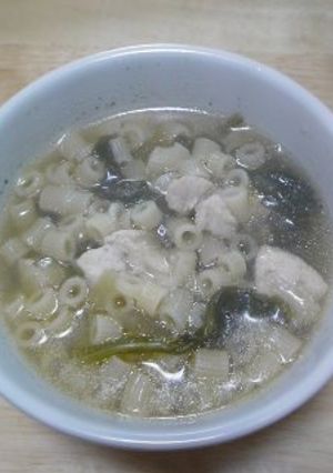 野菜とﾁｷﾝのｺﾝｿﾒｽｰﾌﾟﾊﾟｽﾀ入-レシピのメイン写真