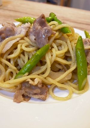 アスパラと豚バラの塩焼きそば-レシピのメイン写真