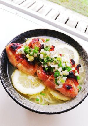 ネギ塩炙り鶏とオリーブ檸檬の冷やし麺-レシピのメイン写真